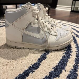Nike Dunk White and Light Gray High-Tops
